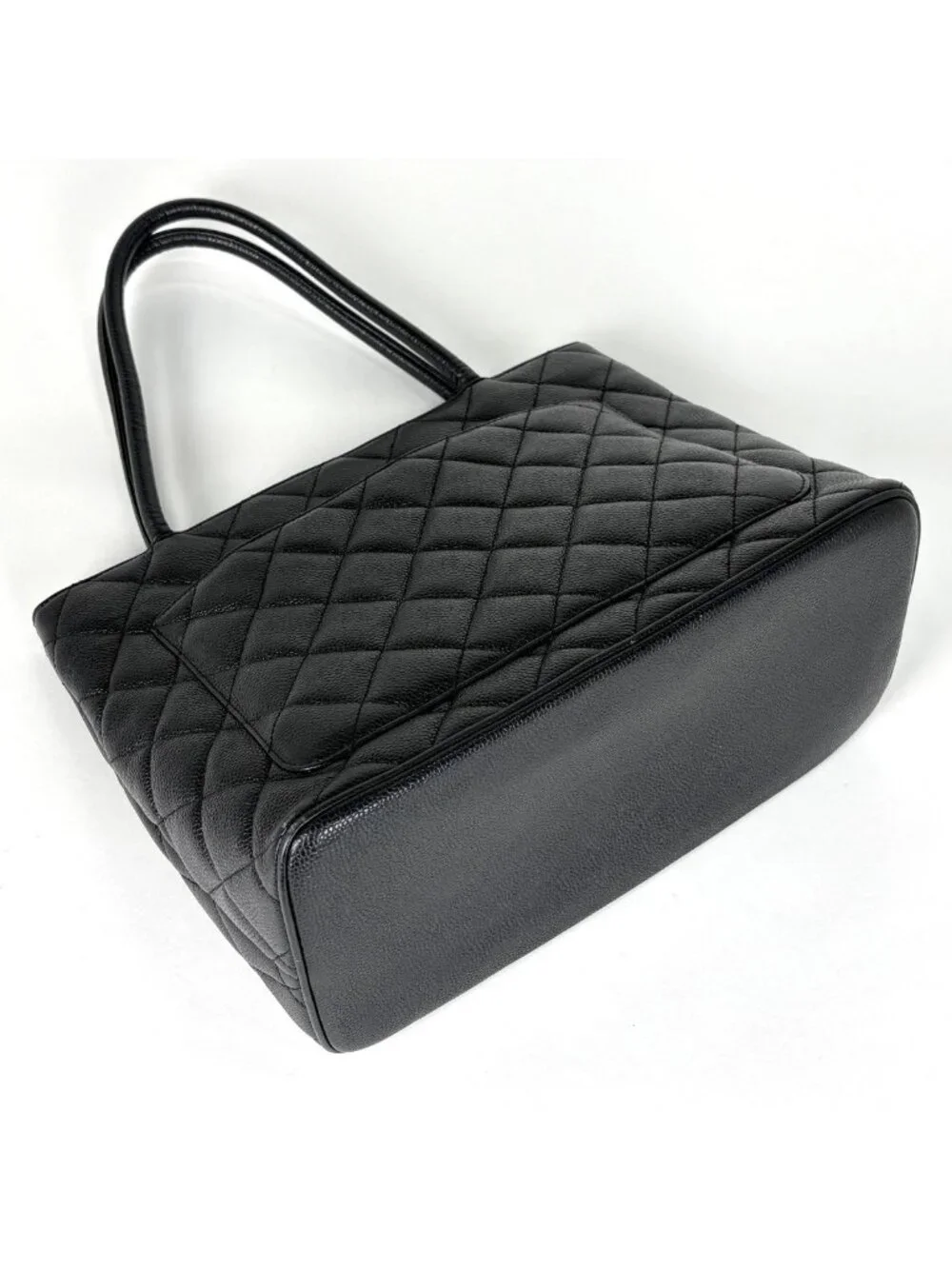 Chanel Reissue Tote CC Logo Quilted Caviar Leather Black